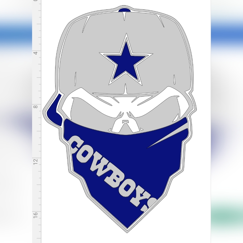 Dallas Cowboys Skull Bandana Sticker - Blue & Gray
